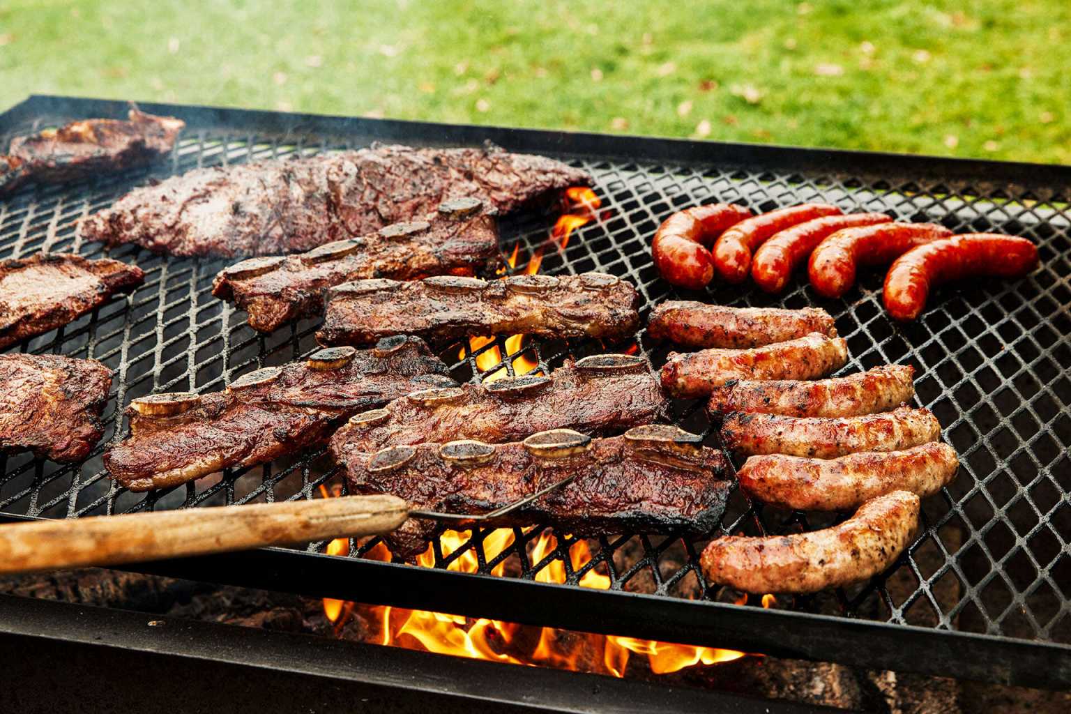 A rustic barbecue with a mixed grill twist