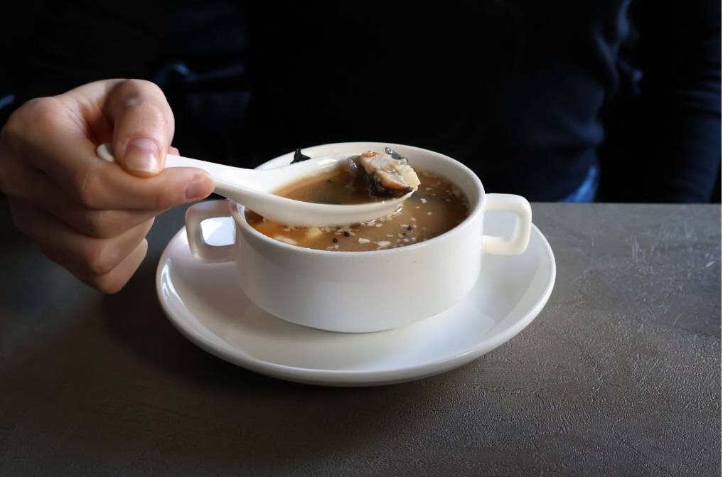warm and comforting eel soup in a cup