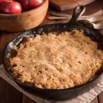 Freshly baked Mary Berry apple crumble with a golden-brown topping