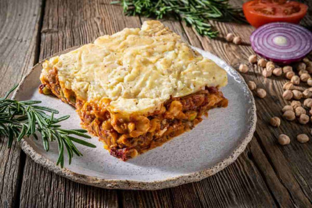 Cottage pie ingredients in a slow cooker