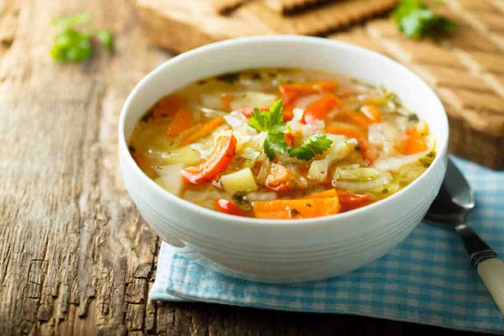 Delicious homemade Mary Berry Vegetable Soup, a hearty blend of fresh vegetables and savory herbs.